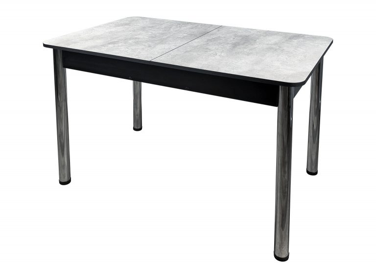 Стол Премьер раздвижной 170 x 90 (+50) см / R40 / ЛДСП Цемент / Опора 4 Хром РУСТ